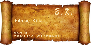 Bubreg Kitti névjegykártya